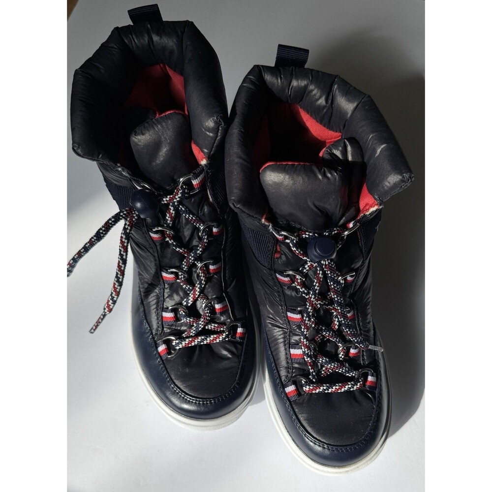 Tommy Hilfiger Navy Red Lace Up Textile Upper Logo Men's Winter Boots